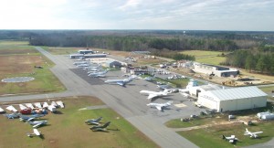 aerial view of airport hangars and planes in sussex county