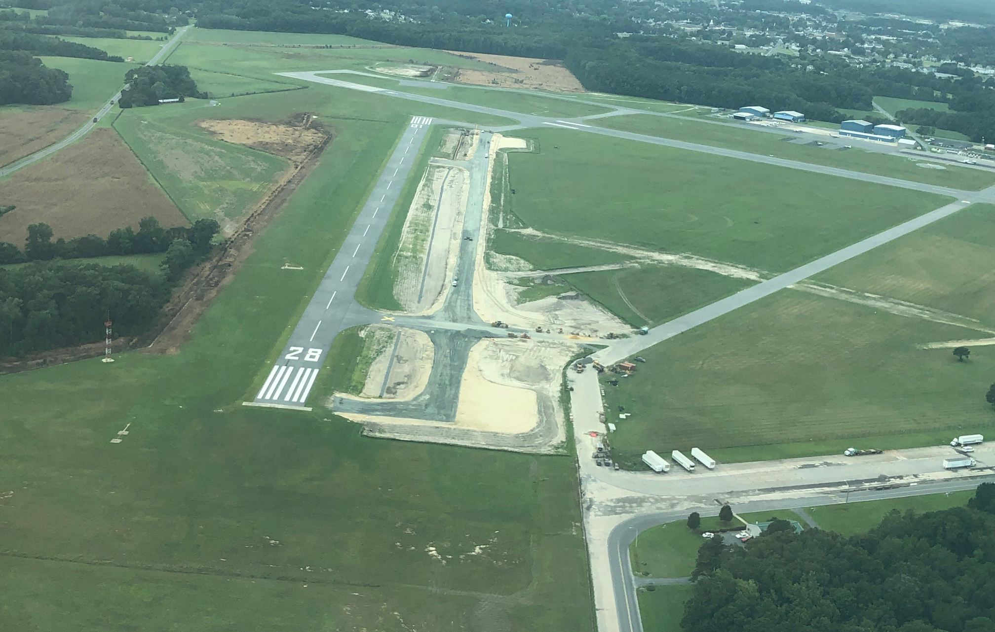 Aerial view of Taxiway D construction