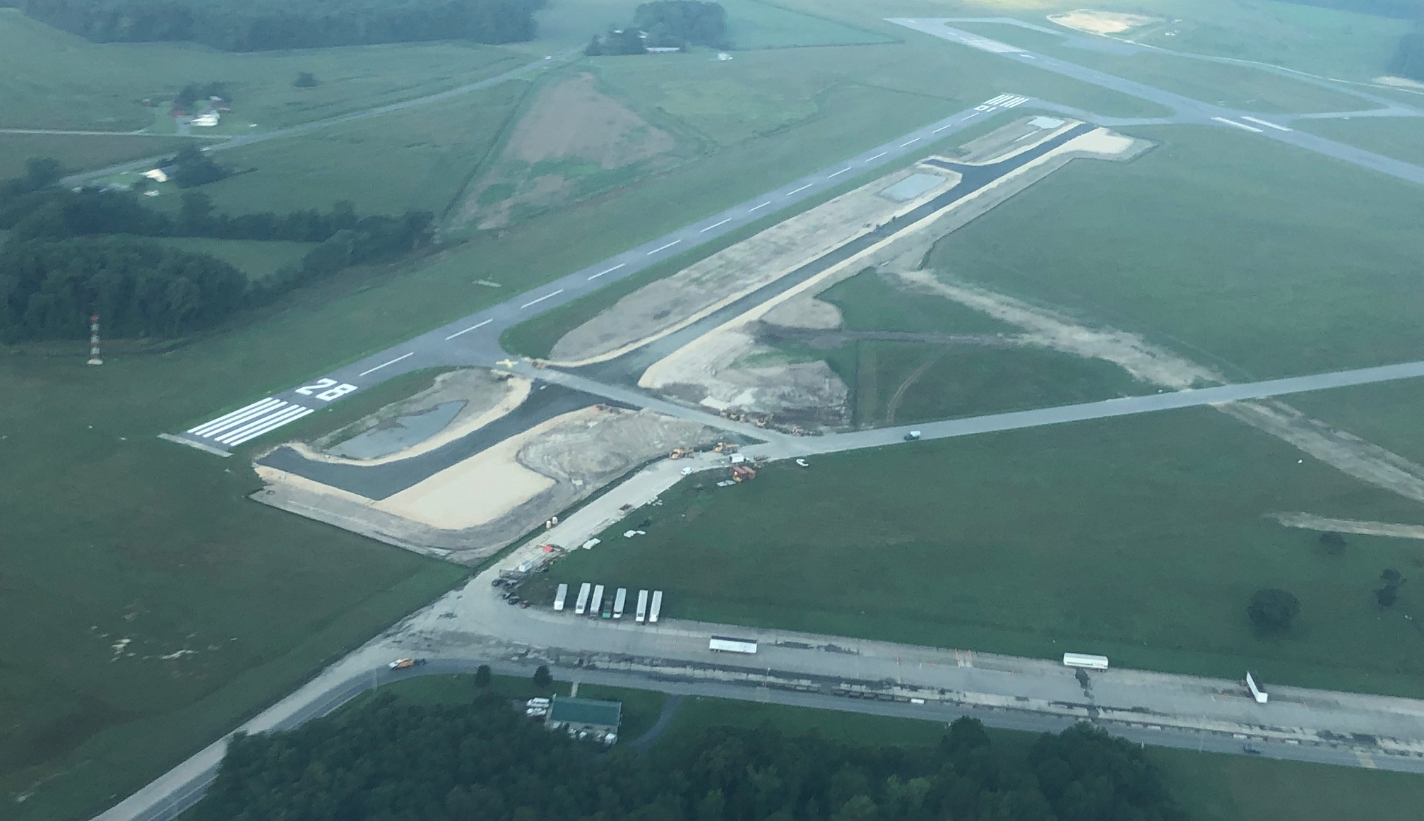 Aerial view of Taxiway D construction